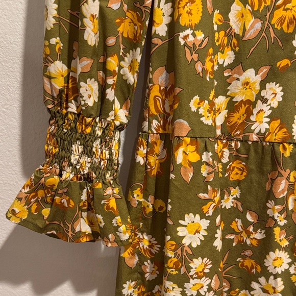 Flora Bea Olive Floral Tier Mini Dress - Picture 4 of 5